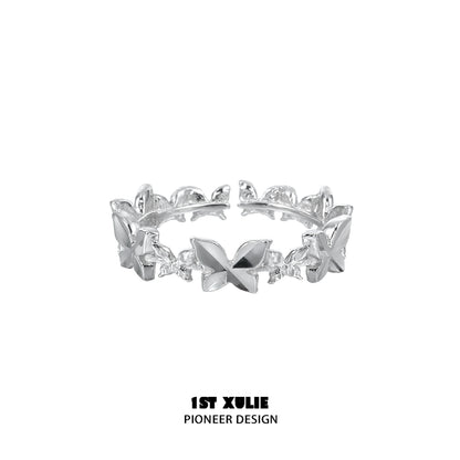 Punk butterfly silver ring featuring a unique butterfly design for a stylish look