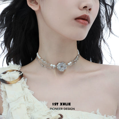 Stylish punk pearl choker necklace by 1ST XULIE featuring unique design and elegant pearls