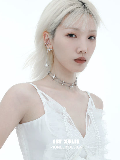 Elegant rose tassel earrings designed by 1STXULIE for a chic and modern look