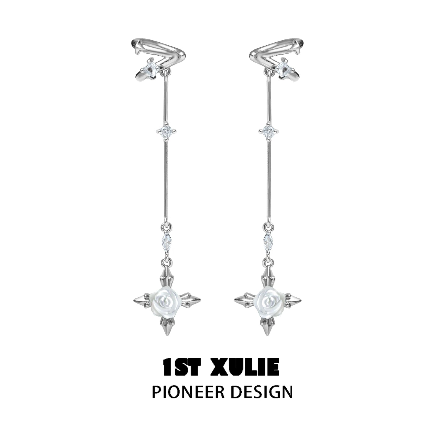 1ST XULIE Silver Rose Tassel Earrings with Charming Design and Elegant Touch