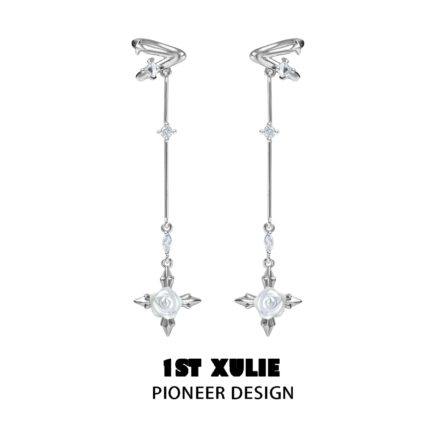 1ST XULIE Silver Rose Tassel Earrings with Charming Design and Elegant Touch
