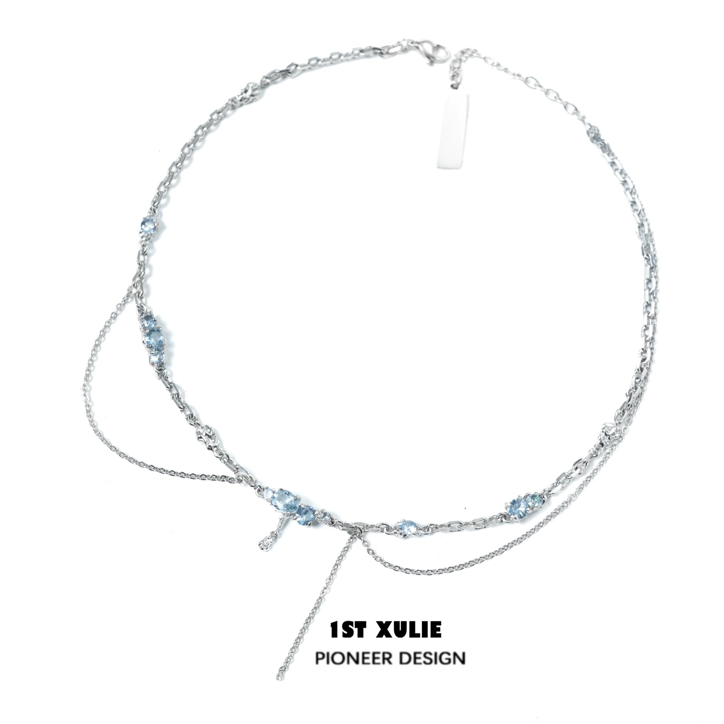 Elegant sea breeze zircon necklace featuring delicate blue zircon crystals on a silver chain