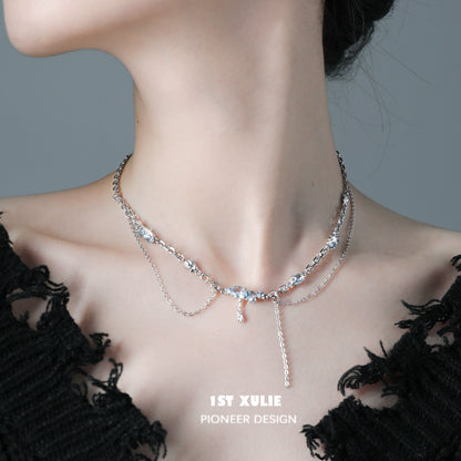 Elegant sea breeze zircon necklace layered design with shimmering details for a stylish look