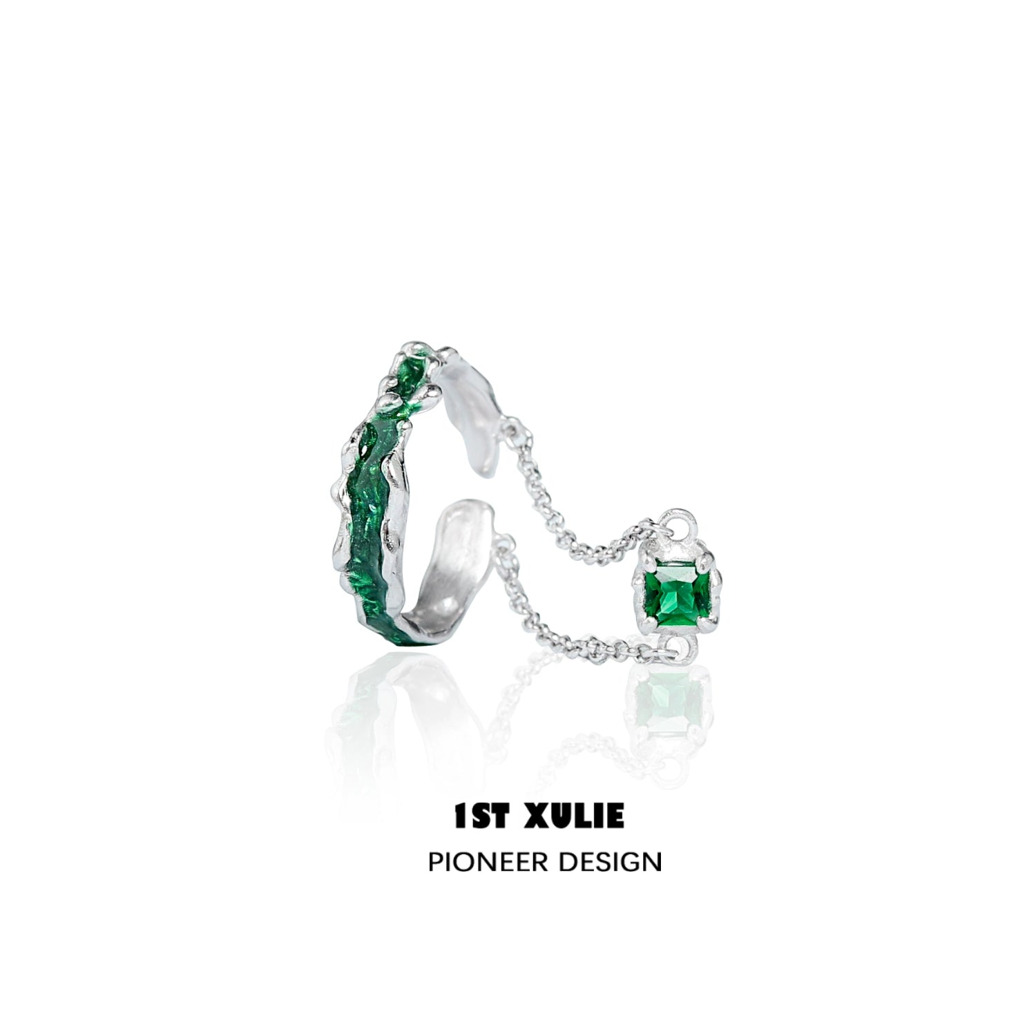 Slytherin inspired green snake ring with a sleek design and sparkling green accents