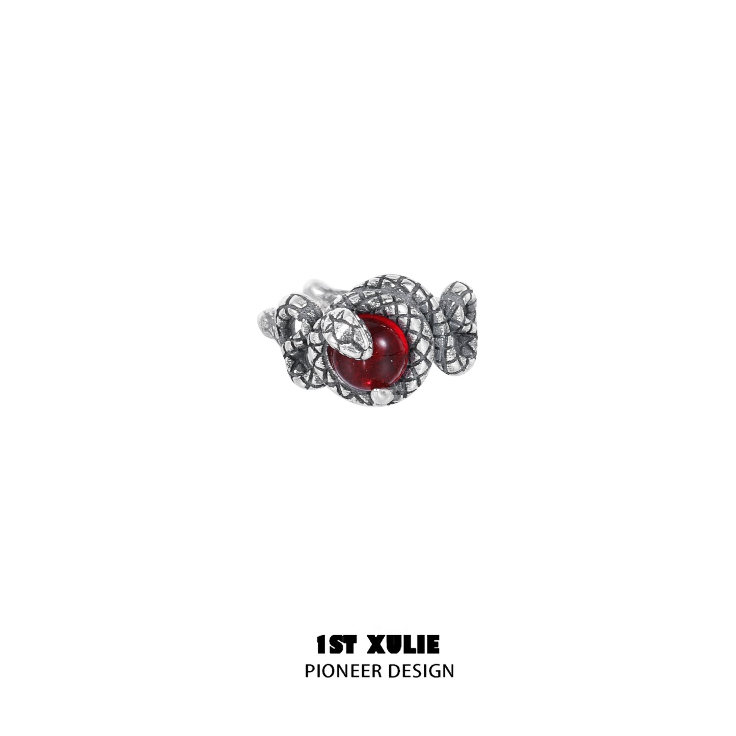 Slytherin snake ear cuff featuring intricate design and a red gemstone for a stylish look