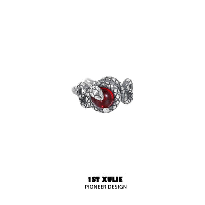 Slytherin snake ear cuff featuring intricate design and a red gemstone for a stylish look