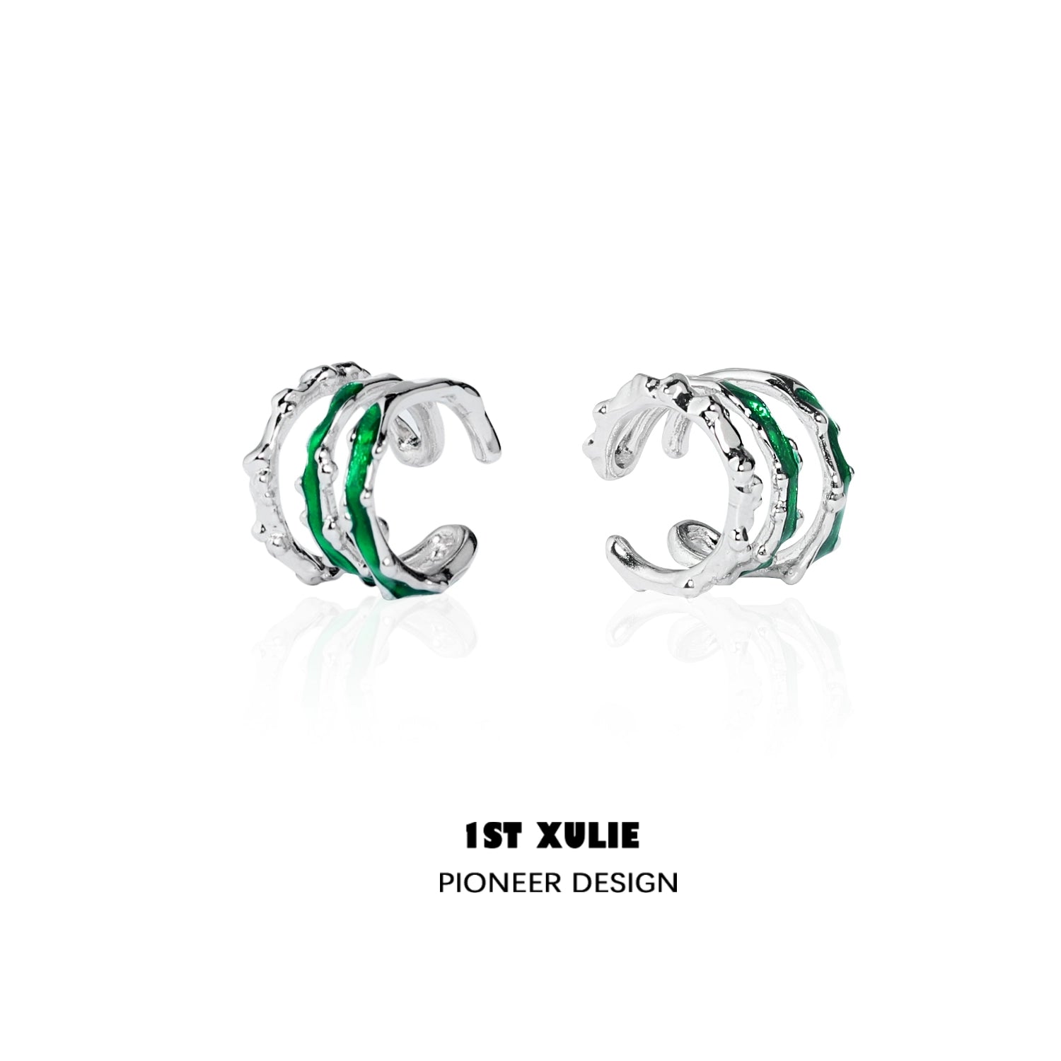 Slytherin snake ear cuff in silver and green for a stylish wizarding accessory