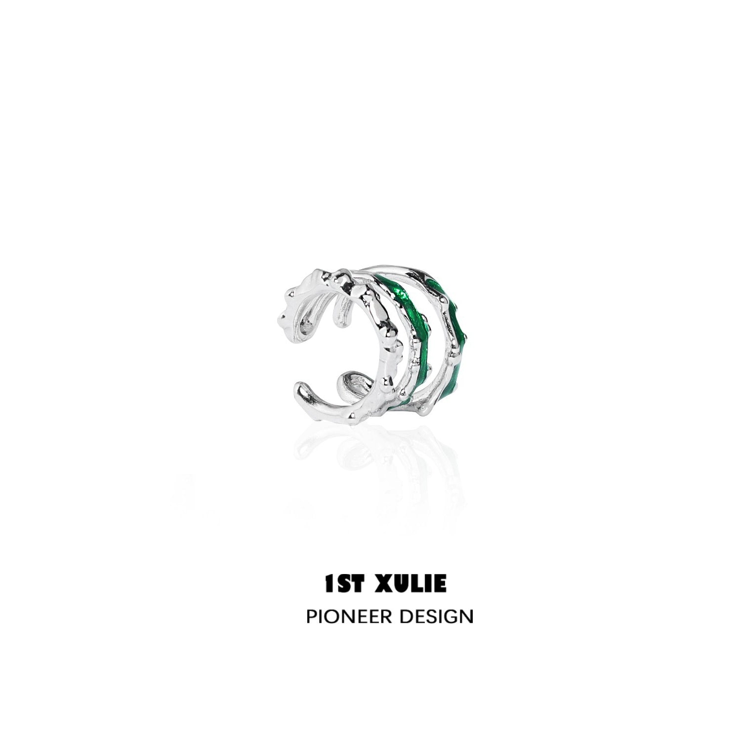 Silver Slytherin snake ear cuff with green accents for stylish fans of the wizarding world