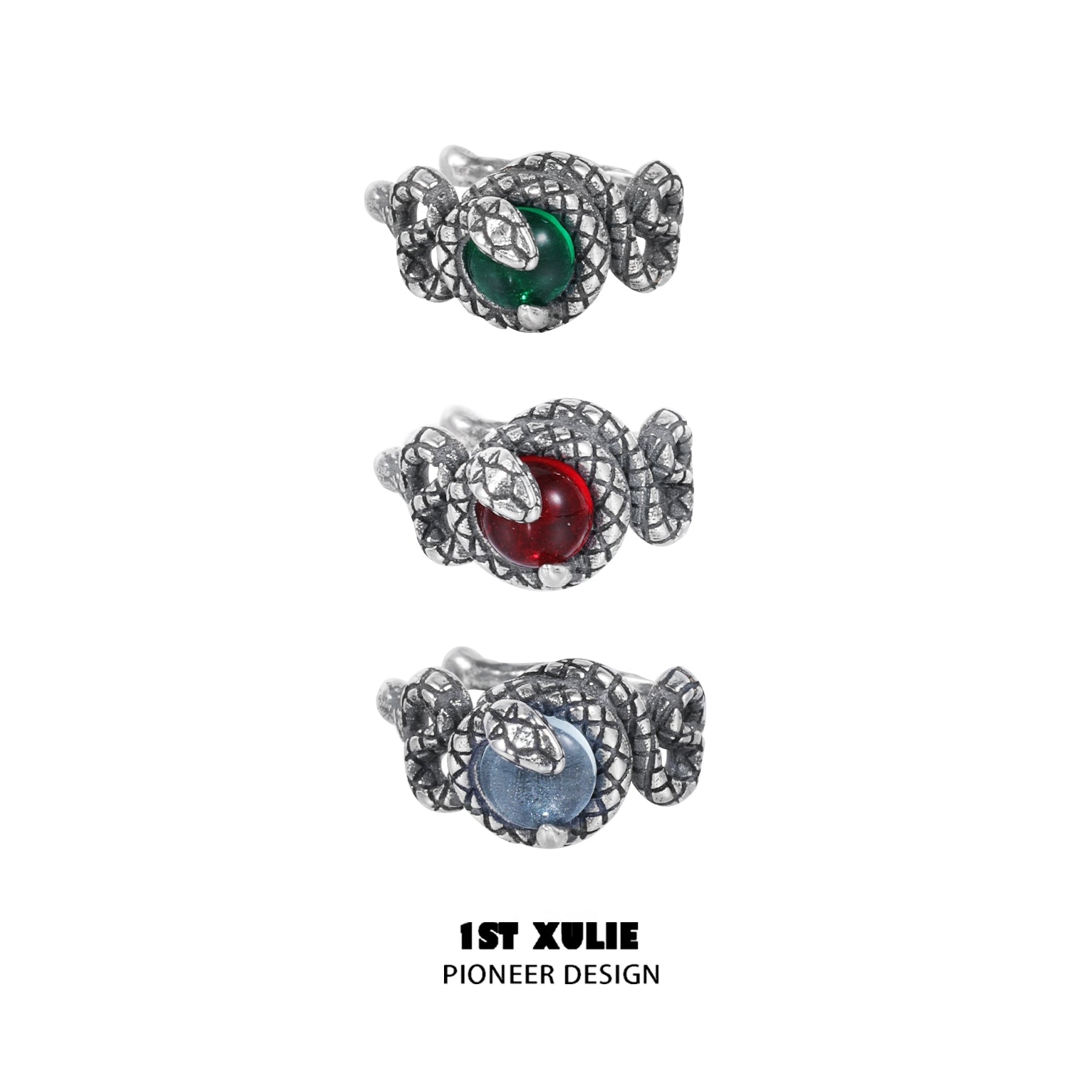 Slytherin snake ear cuff designed with colorful stones in green, red, and blue options