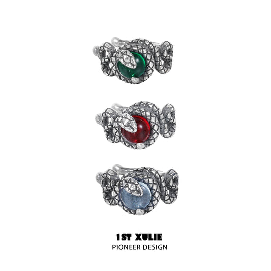 Slytherin snake ear cuff designed with colorful stones in green, red, and blue options