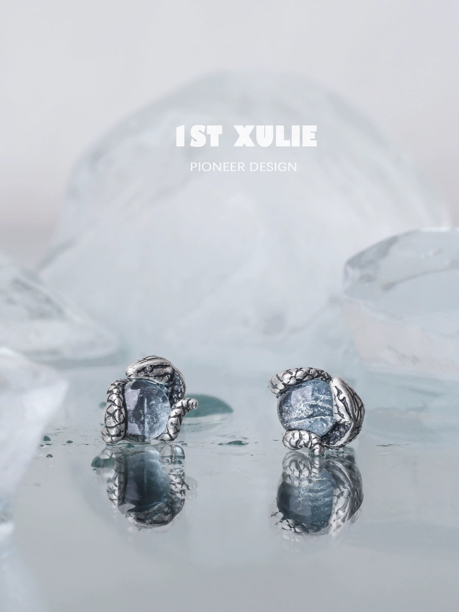 Slytherin snake earrings with detailed silver design featuring sparkling gems for unique style