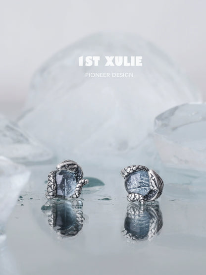 Slytherin snake earrings with detailed silver design featuring sparkling gems for unique style
