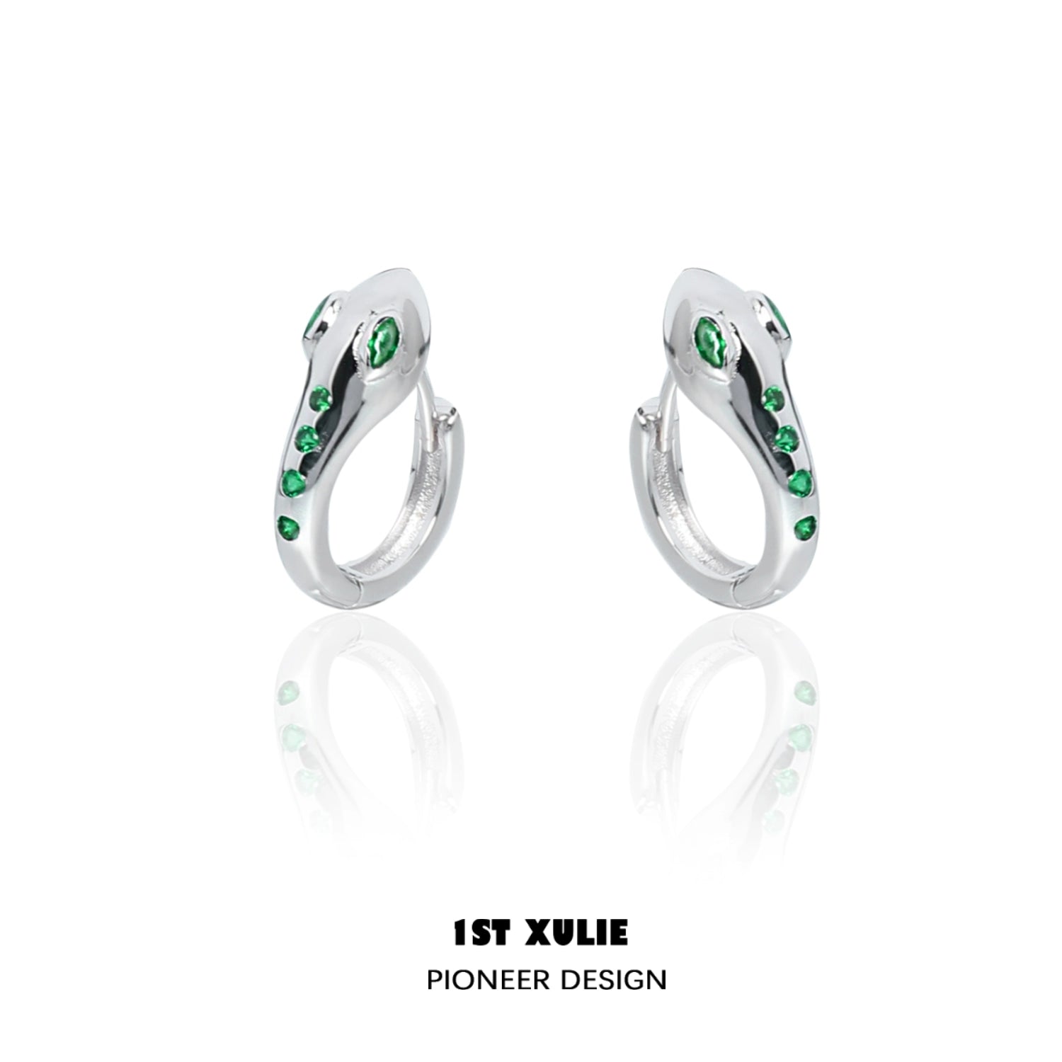 Slytherin snake earrings in silver with green accents for a stylish look