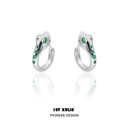Slytherin snake earrings in silver with green accents for a stylish look