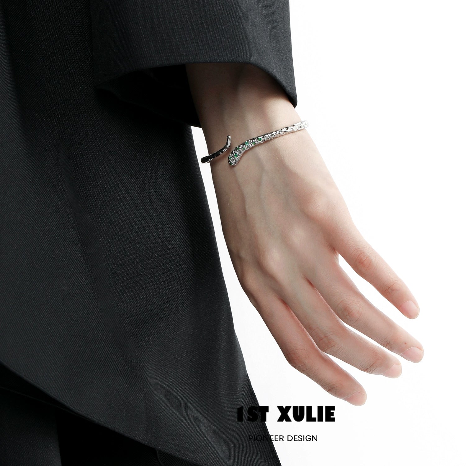 Slytherin snake silver bracelet featuring intricate design and sparkling accents for stylish fans
