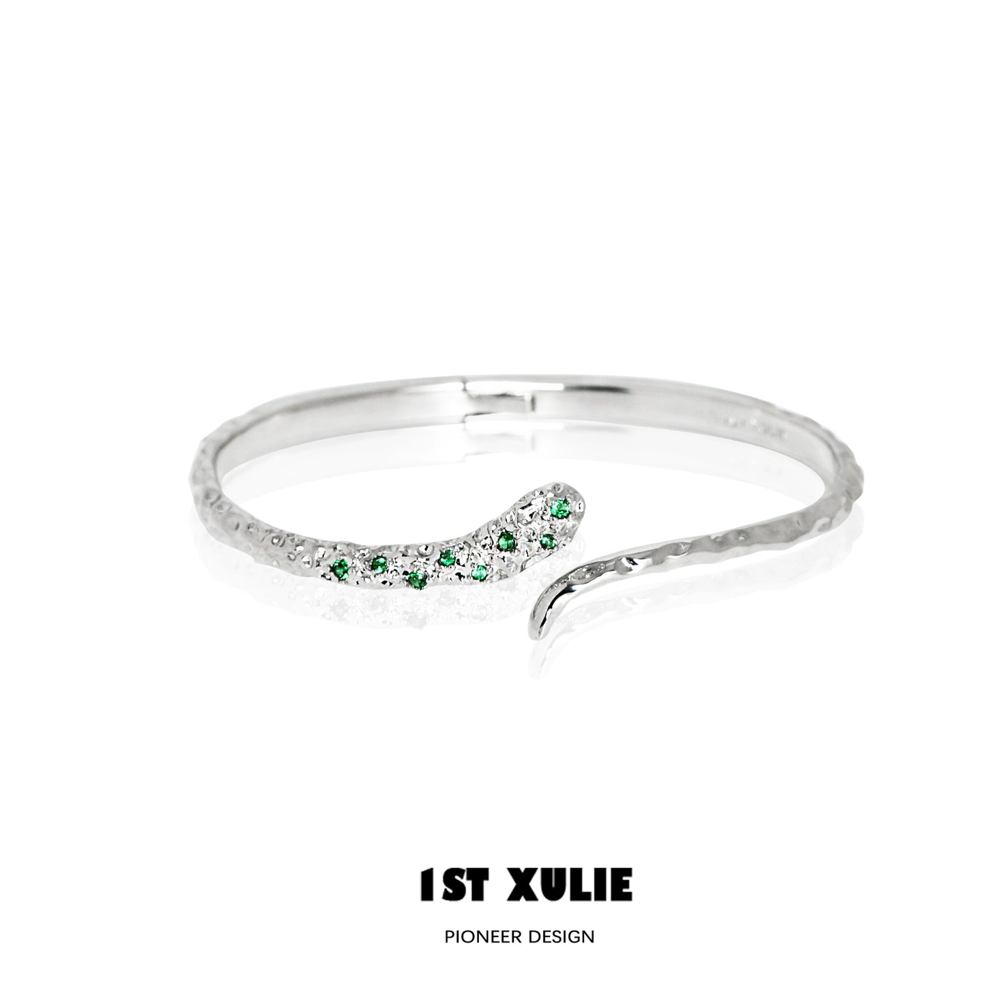 Slytherin snake silver bracelet featuring green accents and a sleek design for fans of the series