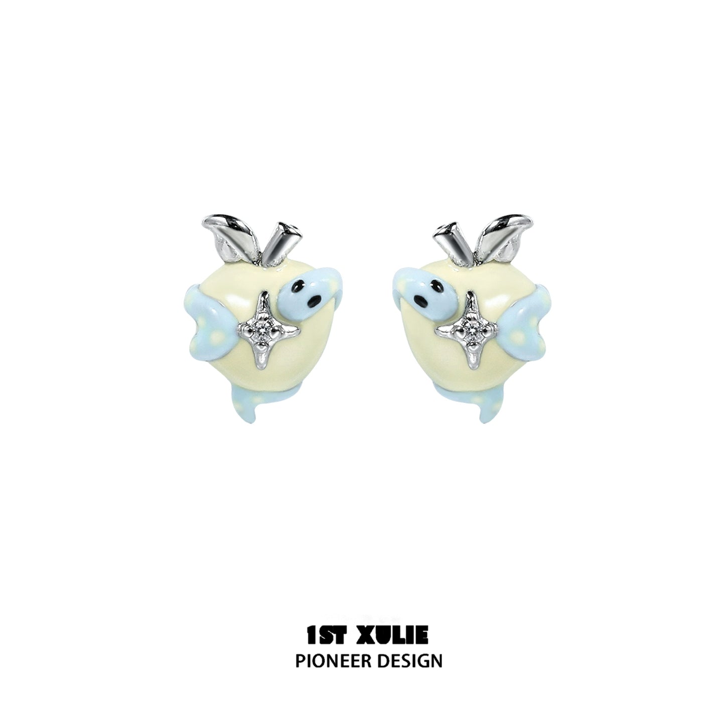 Cute snake apple earrings with glossy finish and decorative charms for stylish accessory lovers
