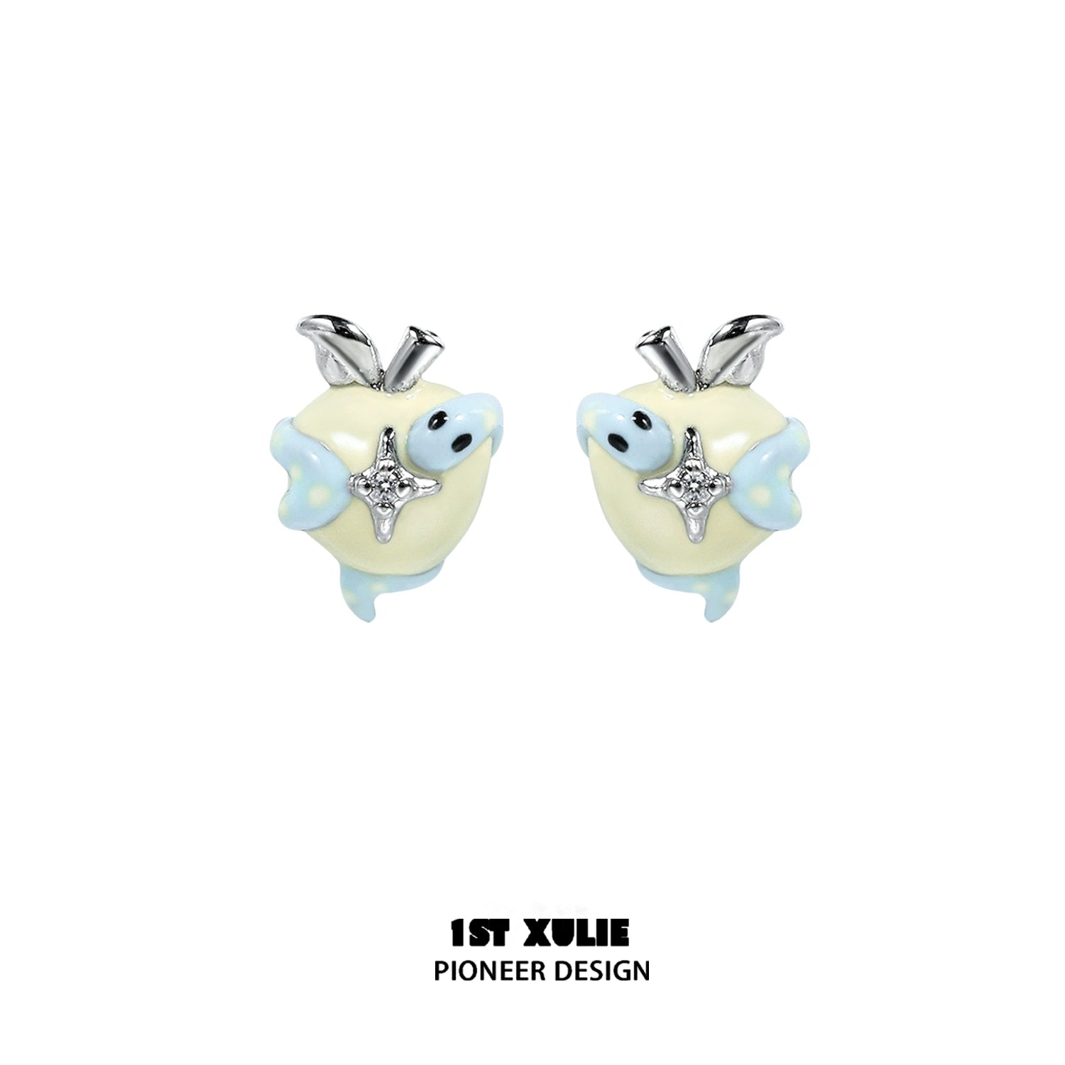 Cute snake apple earrings with glossy finish and decorative charms for stylish accessory lovers