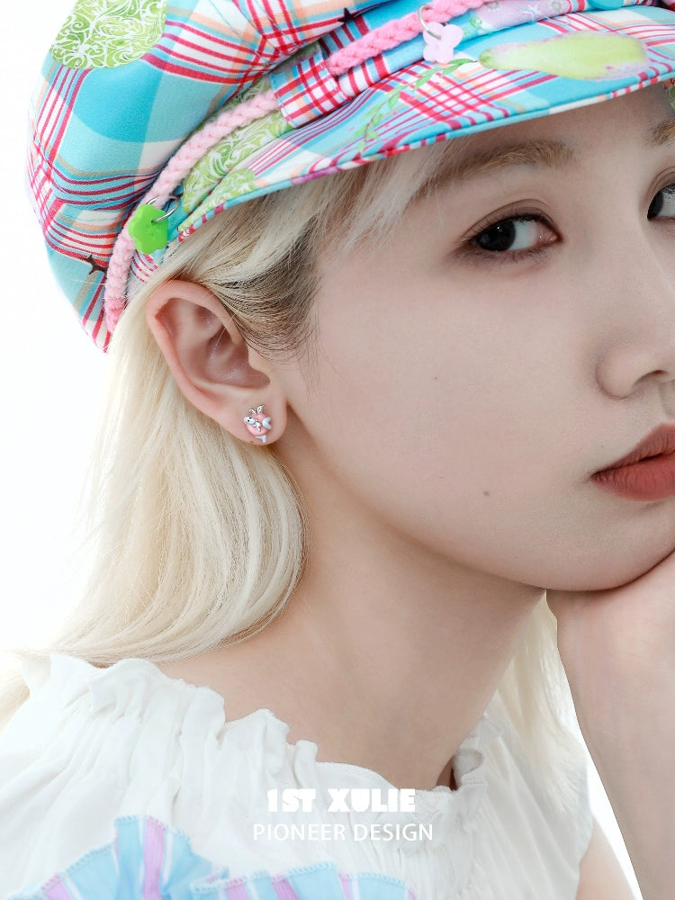 Colorful snake apple earrings by 1STXULIE featuring a unique and playful design