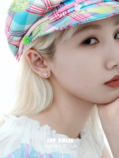 Colorful snake apple earrings by 1STXULIE featuring a unique and playful design
