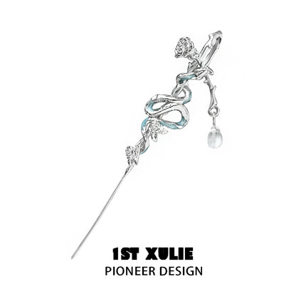 1STXULIE snake ear piercing jewelry with intricate design and pearl detail for unique style