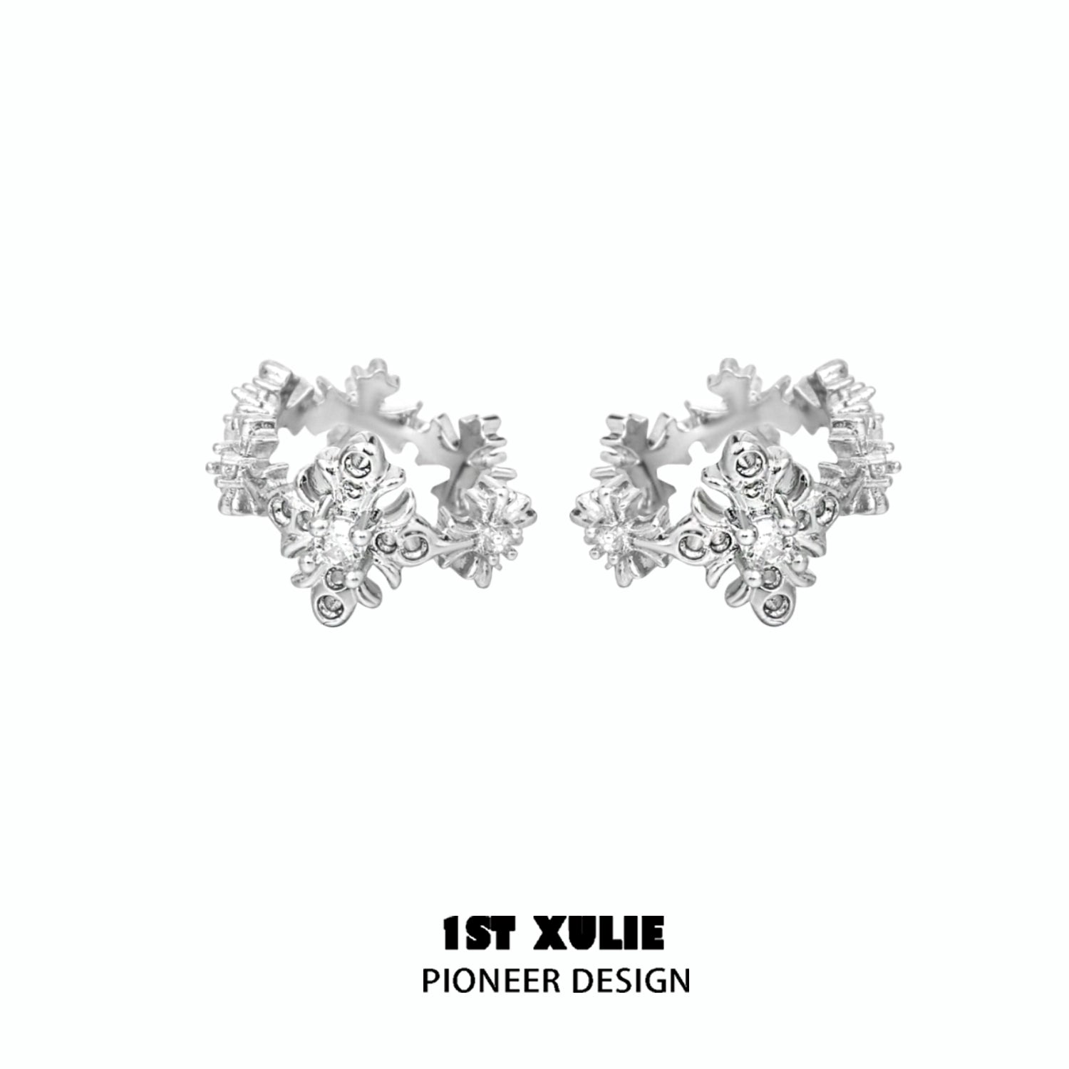 Stylish spiked cross earrings in silver, perfect for edgy fashion statements and versatile wear