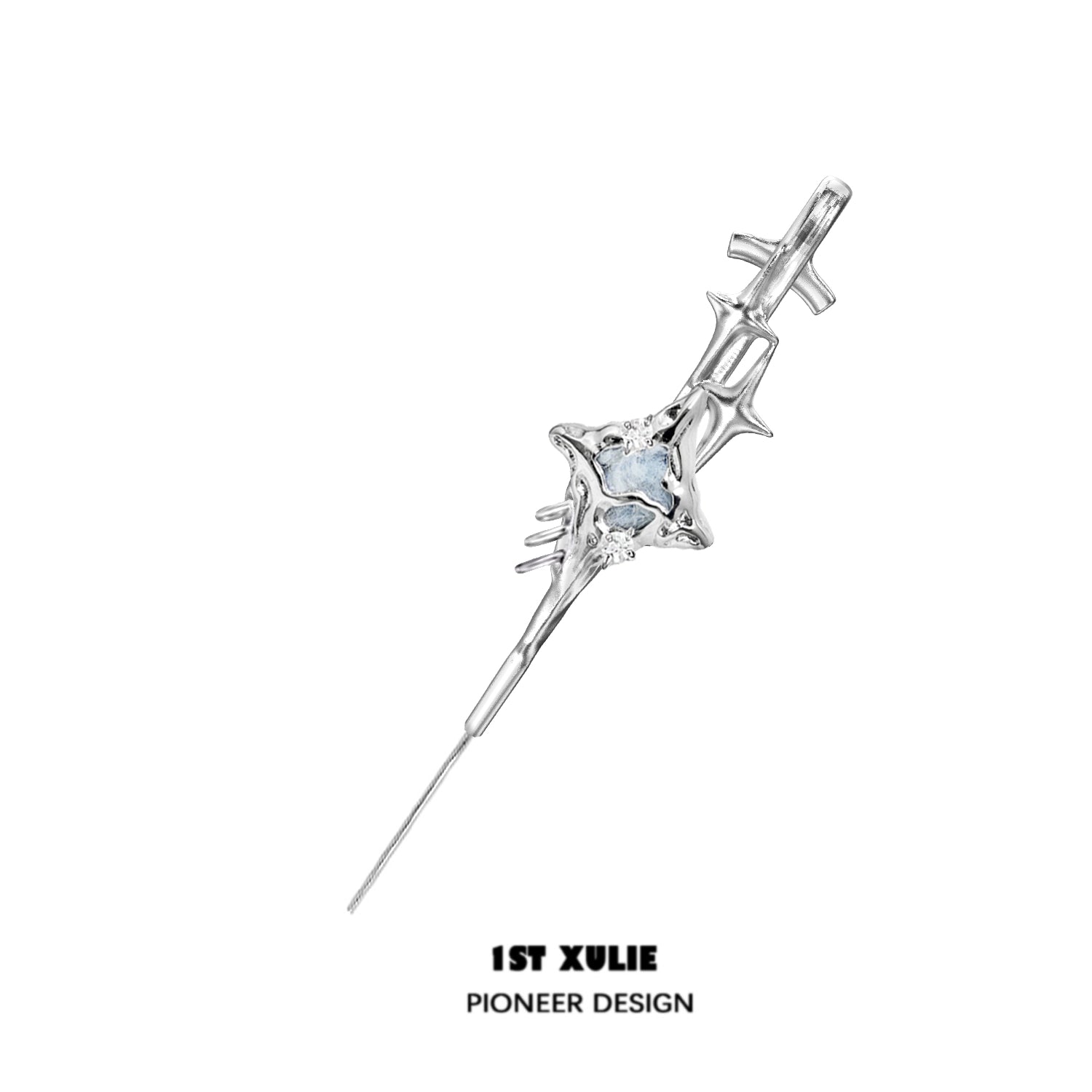 1ST XULIE Star Guardian Ear Piercing Needle with Elegant Design and Sparkling Blue Gemstone