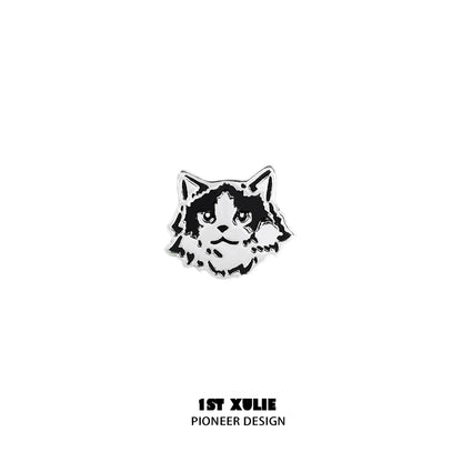 Black and white street art cat earrings featuring a detailed cat face design