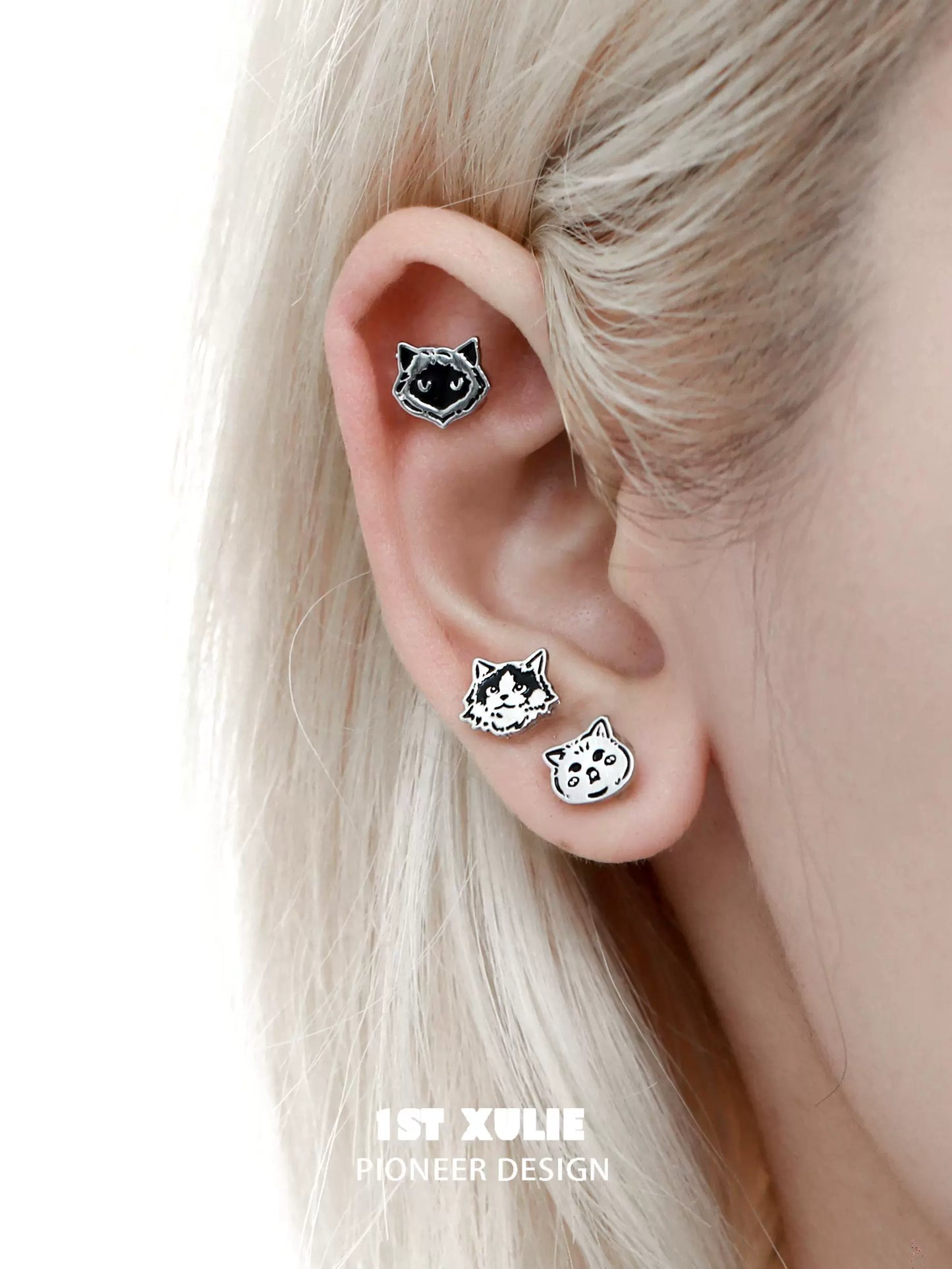 Unique street art cat earrings featuring playful cat designs for a trendy look