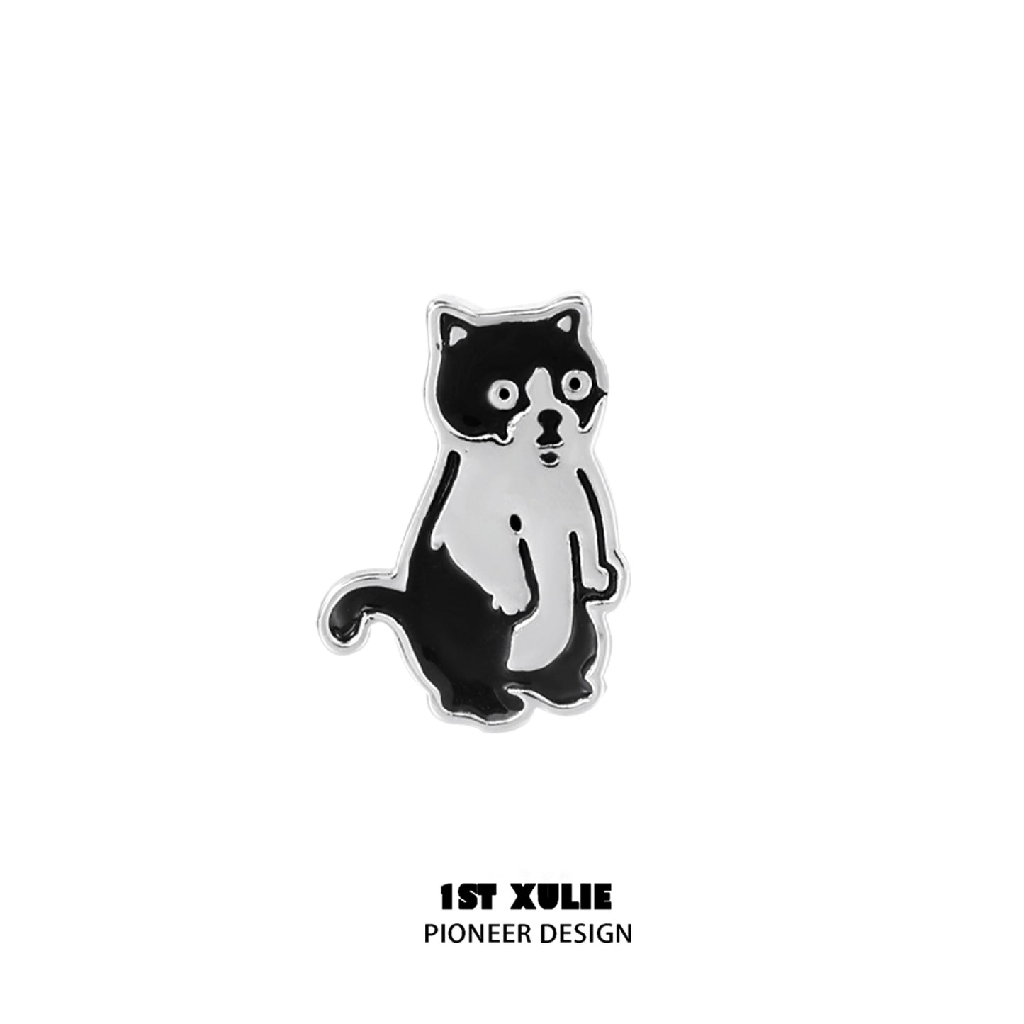 Street art cat earrings in black and white design, stylish accessory for cat lovers