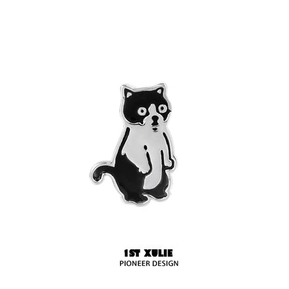 Street art cat earrings in black and white design, stylish accessory for cat lovers