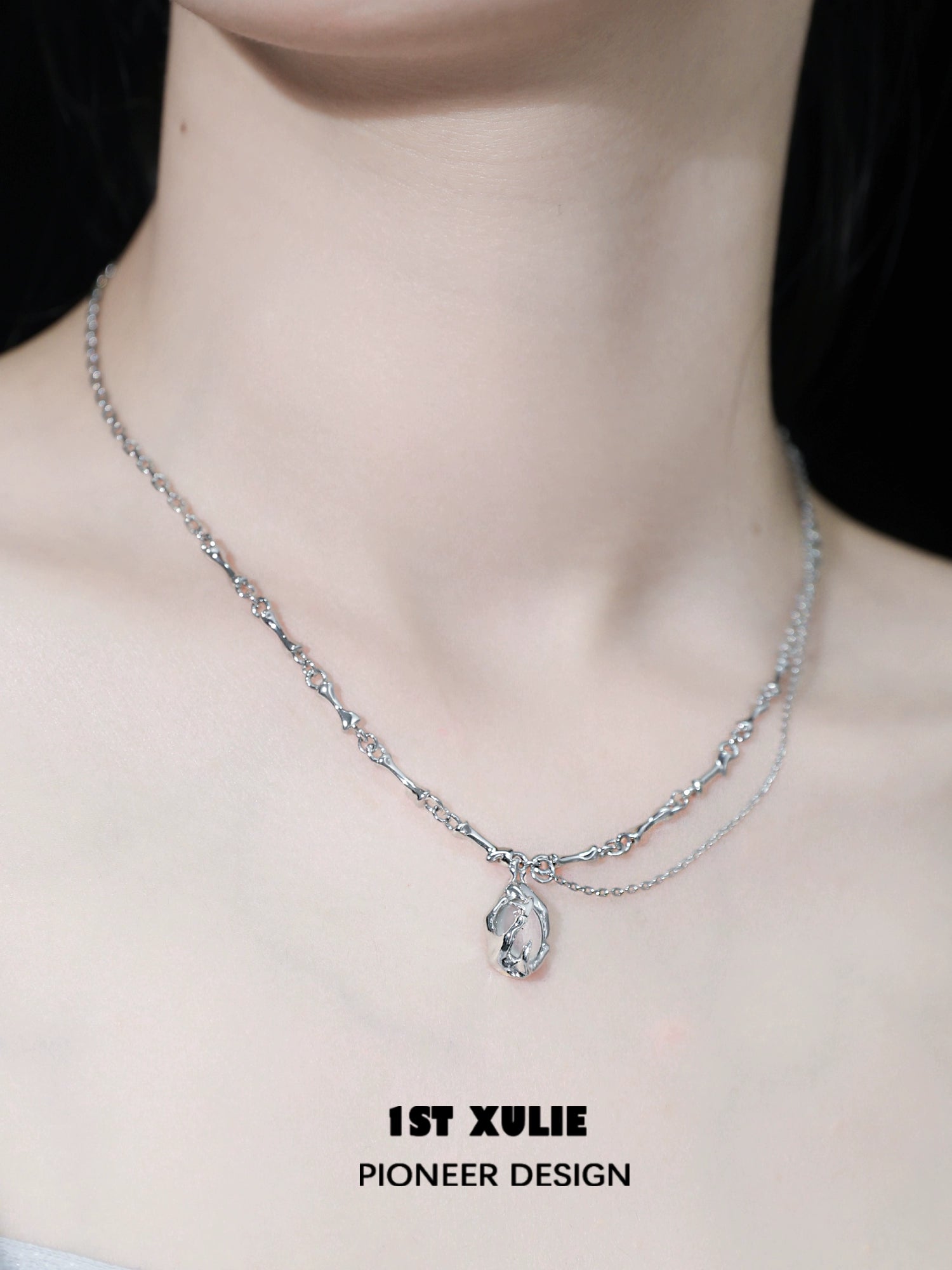 1ST XULIE Unique Summer Pendant Necklace with Layered Chains and Elegant Design