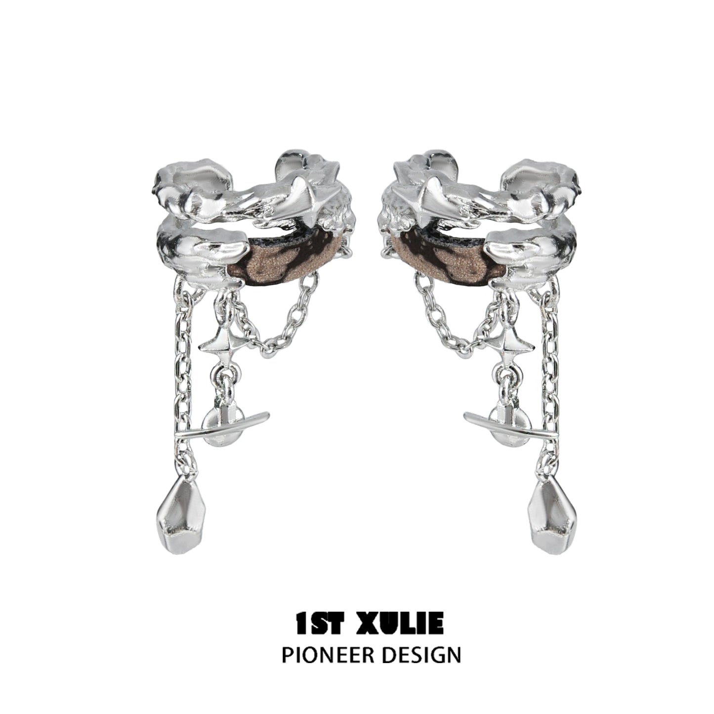 Wasteland ear cuff earrings by 1STXULIE with a unique design featuring chains and metallic details