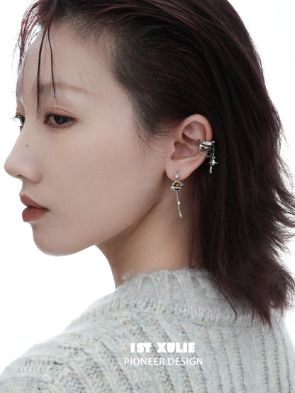 1ST XULIE Wasteland Ear Cuff Earrings Featuring Unique Designs and Dangles on Model