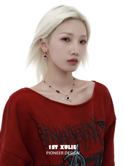Trendy Y2K beaded necklace with red accents and stylish design for modern fashion lovers