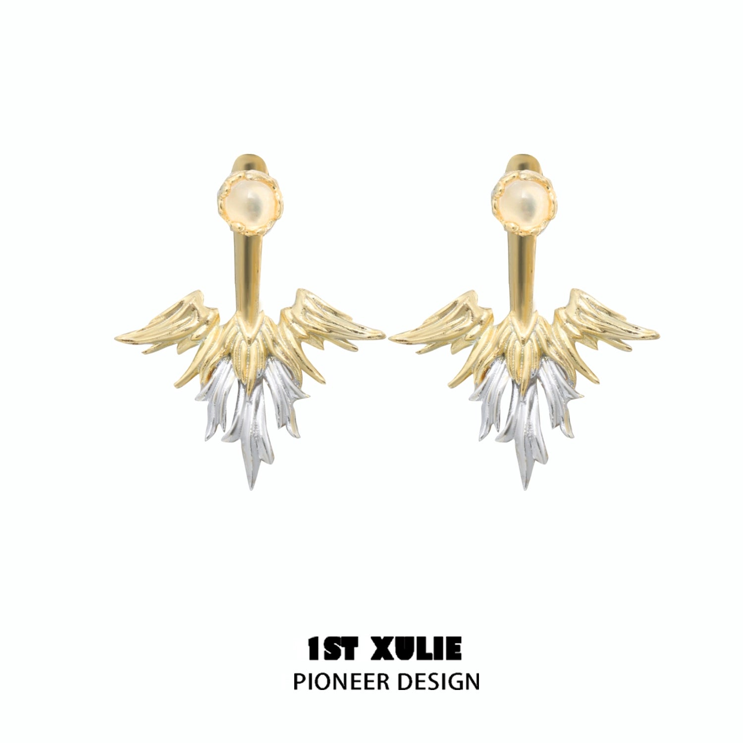 Y2K devil wing earrings in gold and silver with a stylish design for a trendy look
