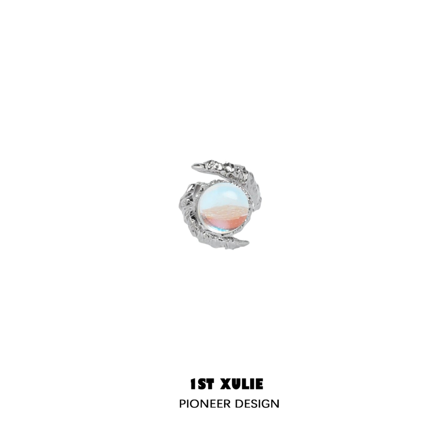 1ST XULIE Y2K fairy nail chain ring featuring a unique design with a colorful gemstone