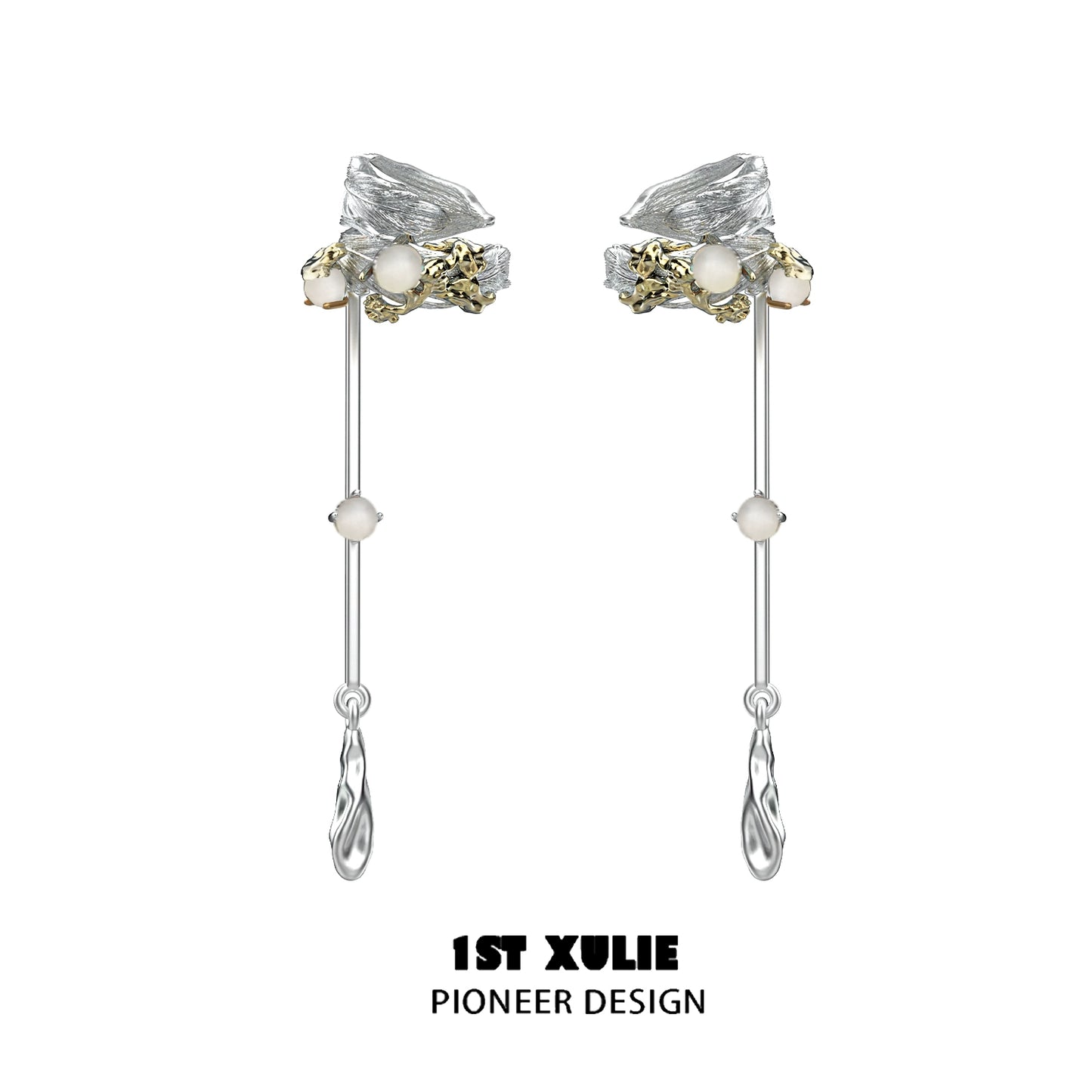 Y2K feather tassel ear clip design with silver accents and decorative elements for a unique look