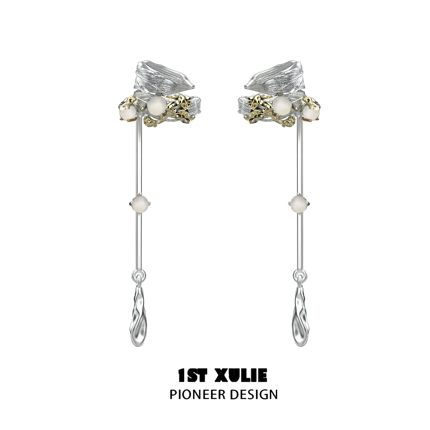 Y2K feather tassel ear clip design with silver accents and decorative elements for a unique look