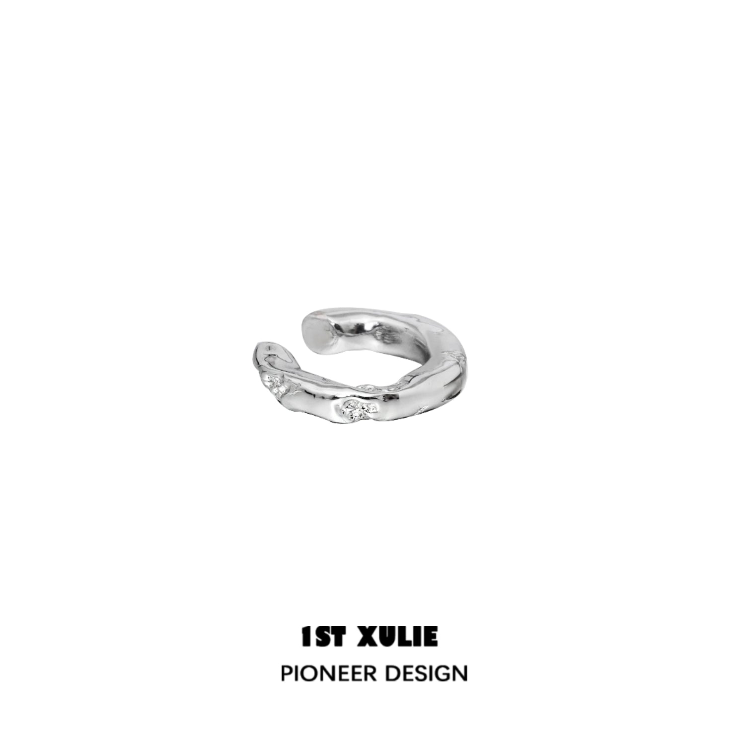 1ST XULIE Y2K frosted ear cuff in silver with textured design for trendy ear accessories