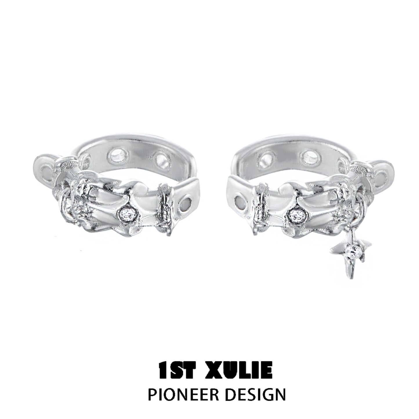 1ST XULIE Y2K frozen breeze ear clips with stylish design and sparkling embellishments
