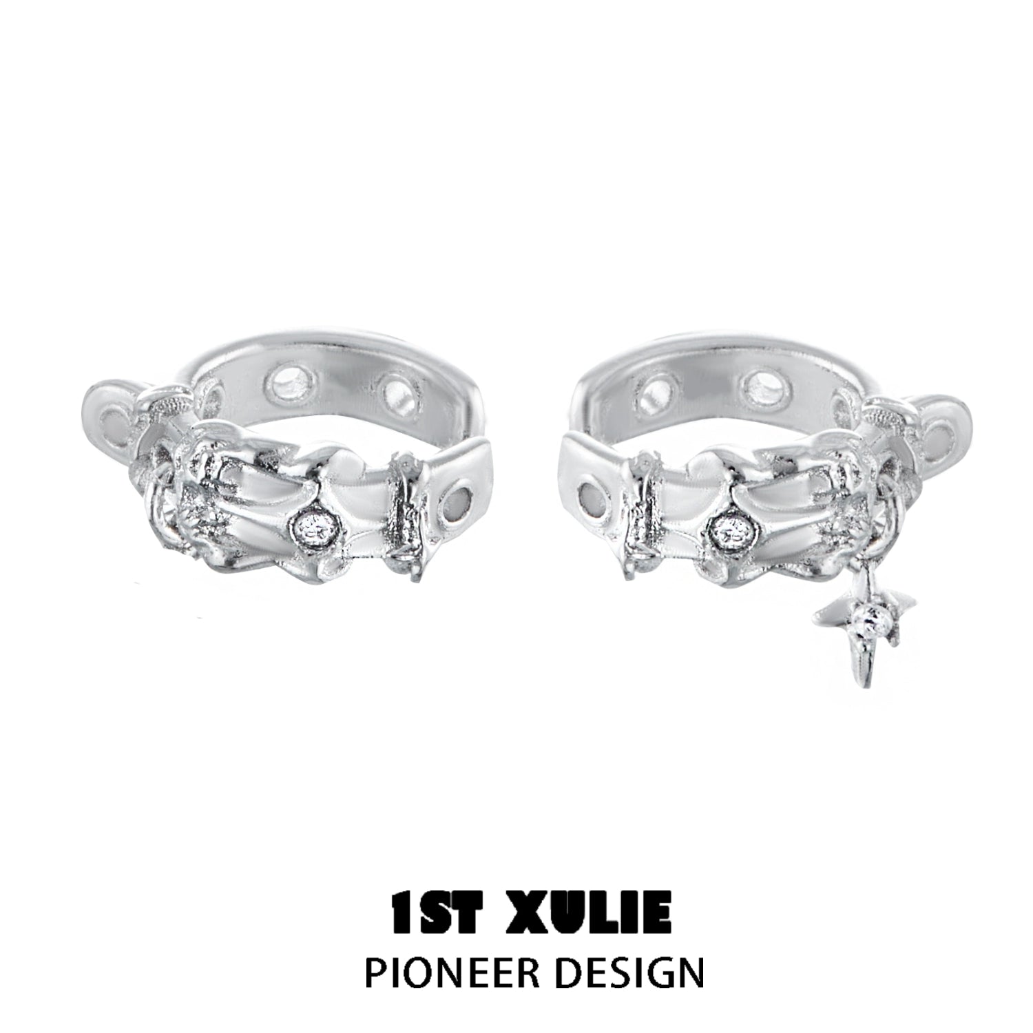 1ST XULIE Y2K frozen breeze ear clips with stylish design and sparkling embellishments