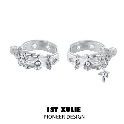 1ST XULIE Y2K frozen breeze ear clips with stylish design and sparkling embellishments