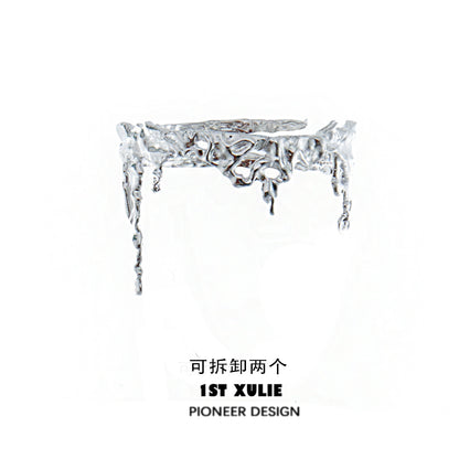 1ST XULIE Y2K liquid metal arm bracelet with a unique drip design for a trendy look