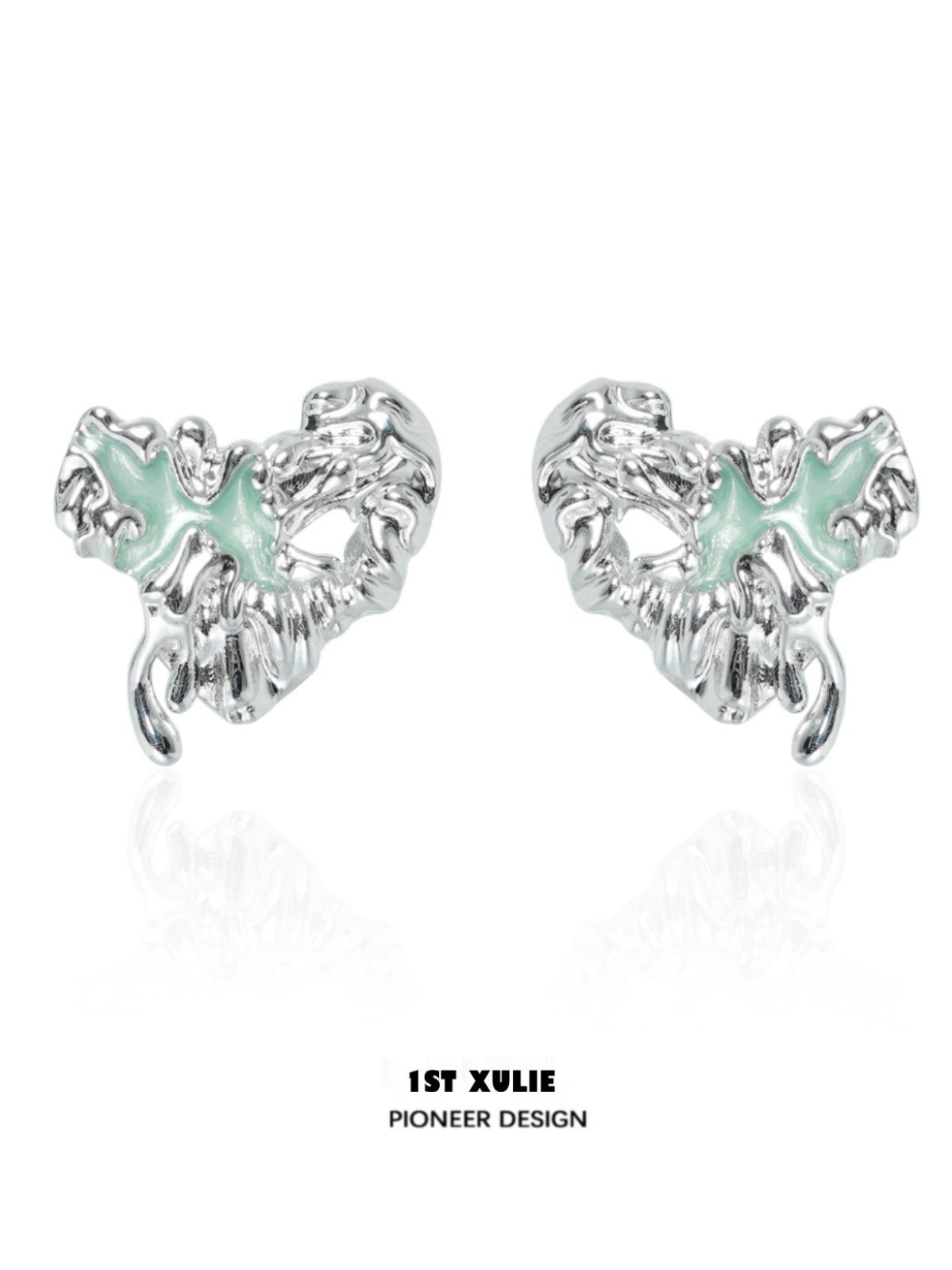 1ST XULIE Y2K Melting Love Earrings in Silver with Unique Abstract Design