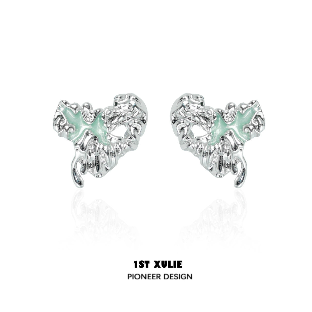 1ST XULIE Y2K Melting Love Earrings in Silver with Unique Sculptured Design