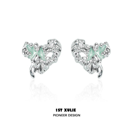 1ST XULIE Y2K Melting Love Earrings in Silver with Unique Sculptured Design