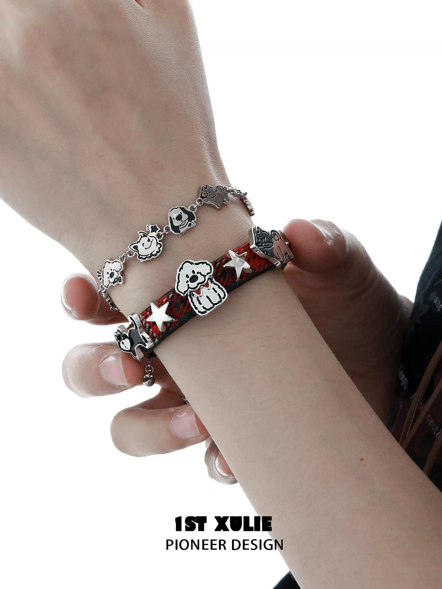 Y2K puppy bracelet featuring playful dog charms and a stylish design for trendy accessories