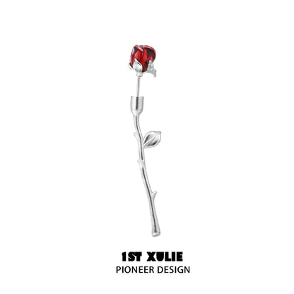 Y2K rose silver earrings featuring a delicate rose design with a polished finish