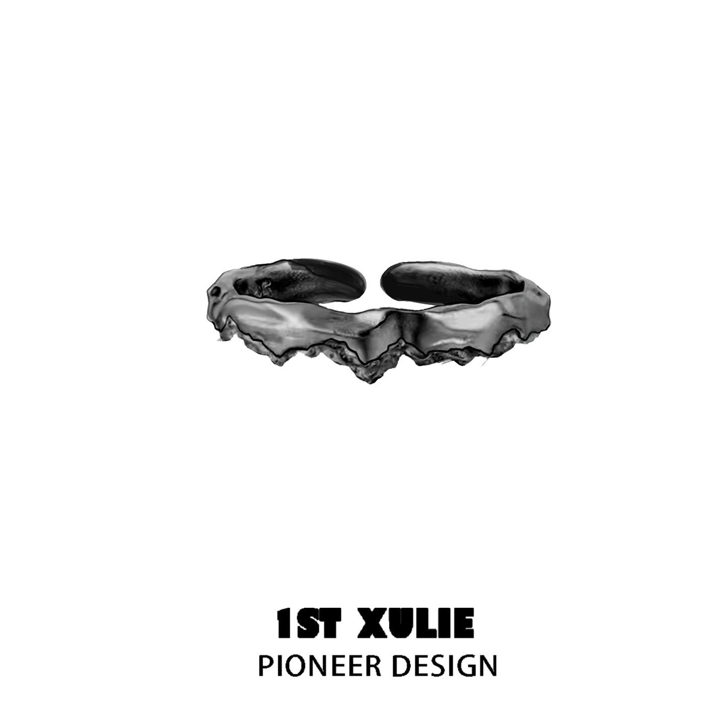 Y2K silver couple ring from 1STXULIE with a unique and artistic design